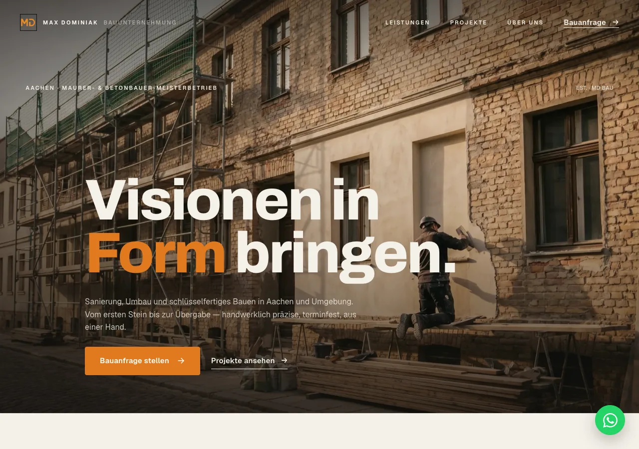 Website der Bauunternehmung Dominiak