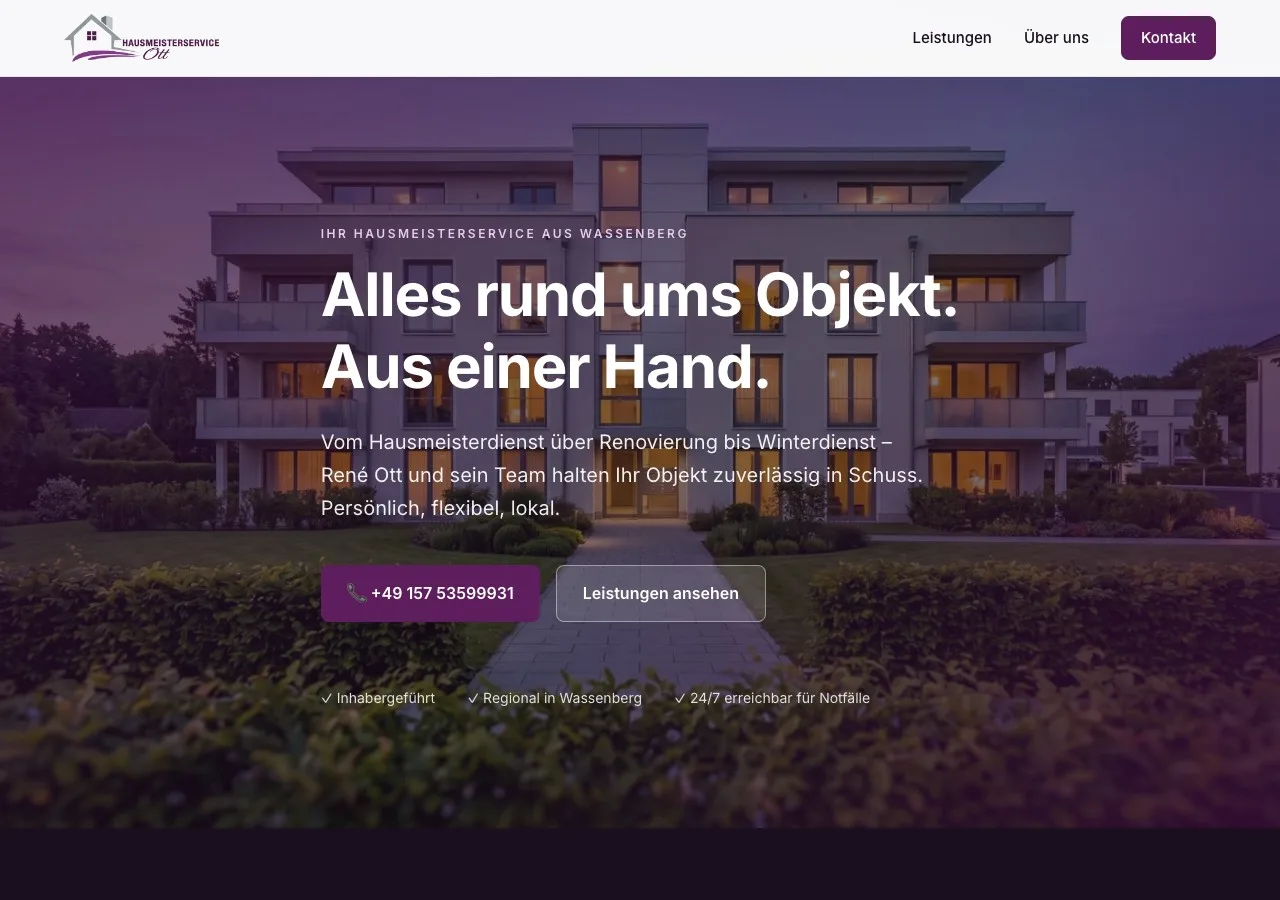 Website des Hausmeisterservice Ott